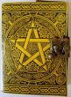 black/ yellow Pentagram leather blank book w/ latch