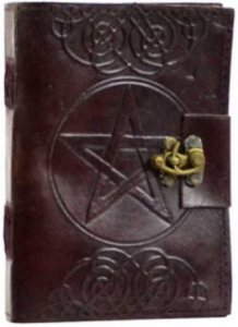 Pentagram leather blank book w/ latch    5" x 7"