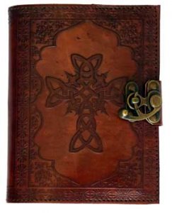 Celtic Cross leather blank book w/ latch