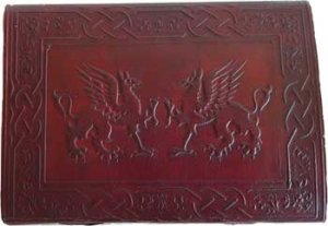 5" x 7" Battling Griffins leather w/ latch