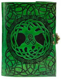 Green Tree of Life leather blank book w/ latch