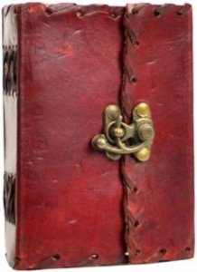 1842 Poetry leather blank book w/ latch 4" x 5"