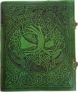 Tree of Life green leather blank book w/ latch