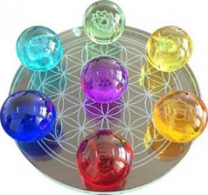 7 Chakra Flower of Life set Crystal balls 55mm