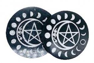 Black Tourmaline Pentagram/ Moon coaster