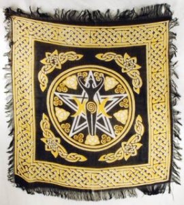 Pentagram Goddess altar cloth 18" x 18"