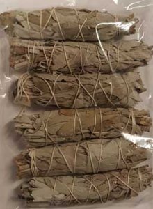 White Sage smudge stick 6-Pack 3"+